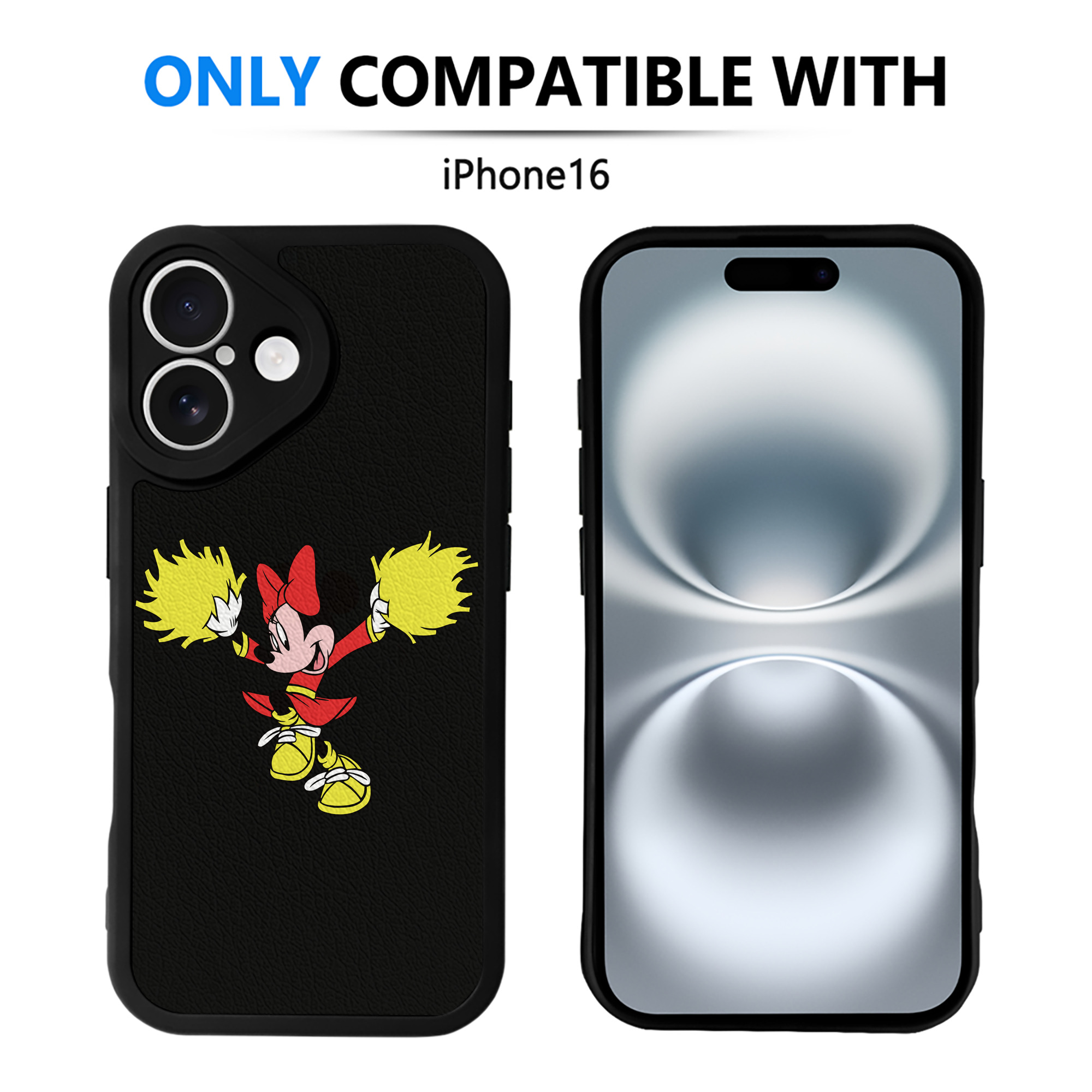 （画像用） ミッキーマウス Mickey Mouse 【iPhone 16シリーズ対応】シリコンスマホケース（レザー調） 材質：シリコン